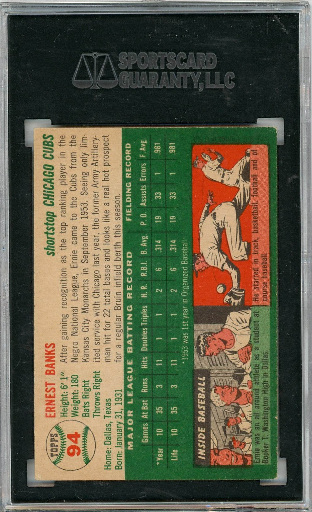 1954 Topps Ernie Banks #94 SGC 5