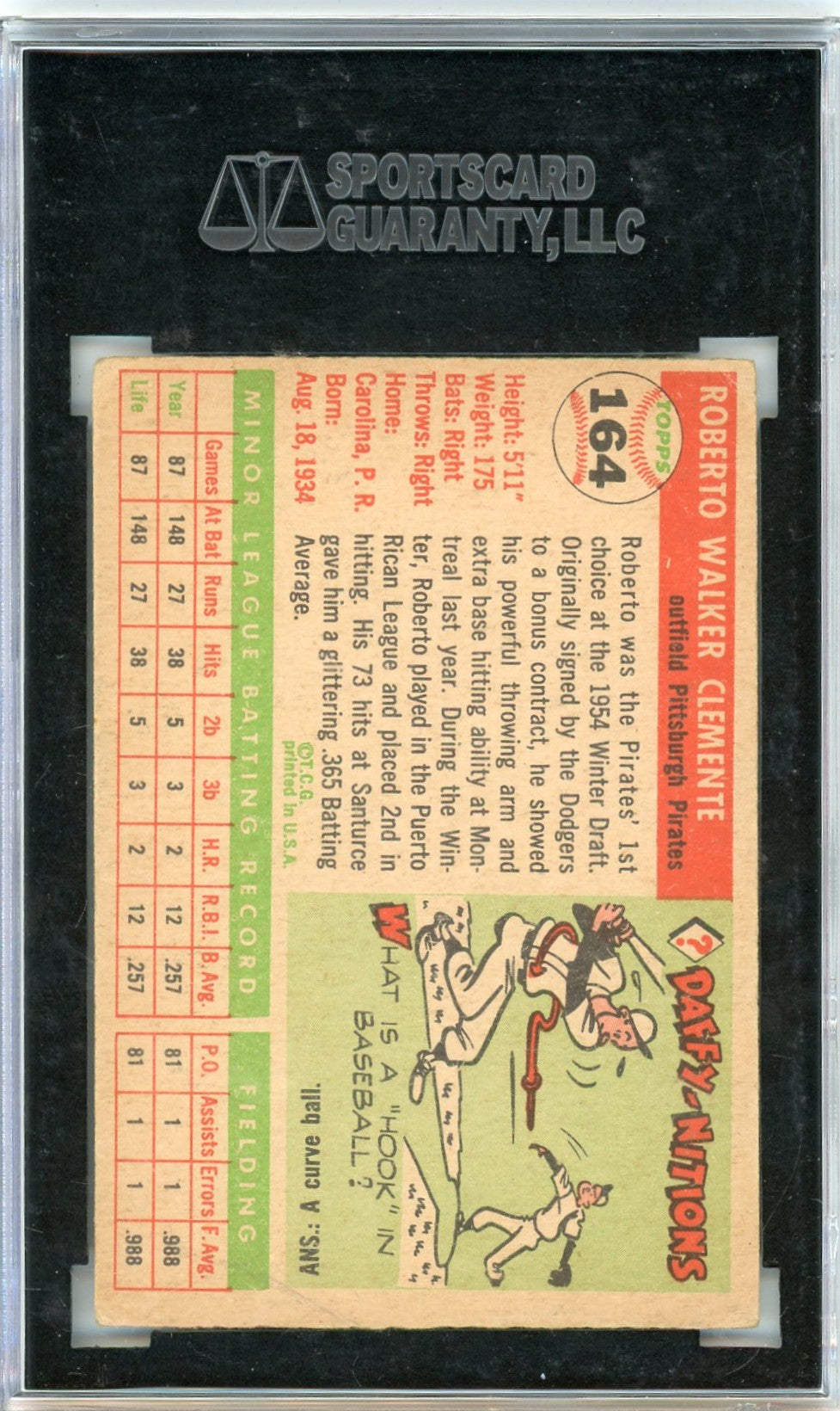 1955 Topps Roberto Clemente #164 SGC 3.5