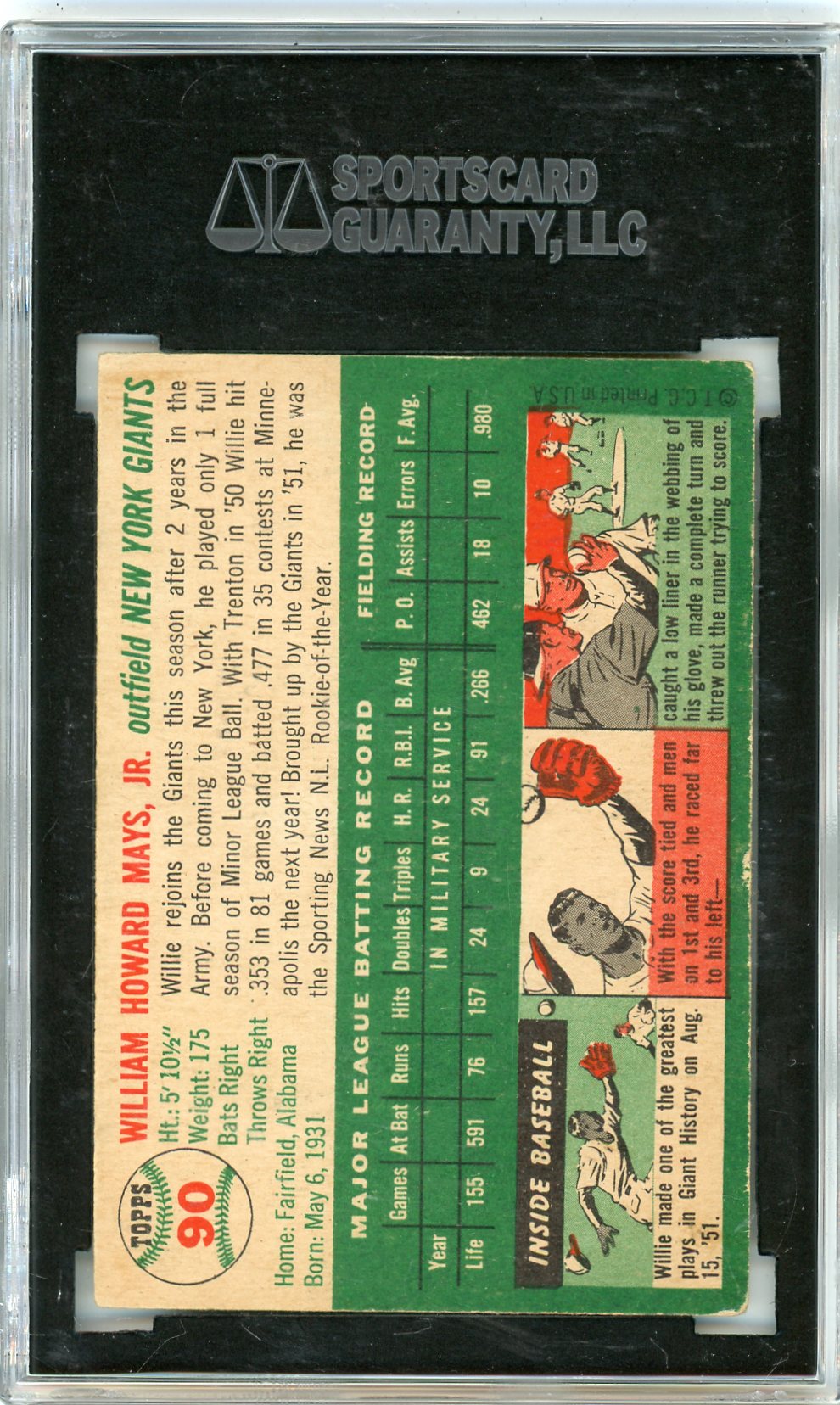 1954 Topps Willie Mays #90 SGC 4
