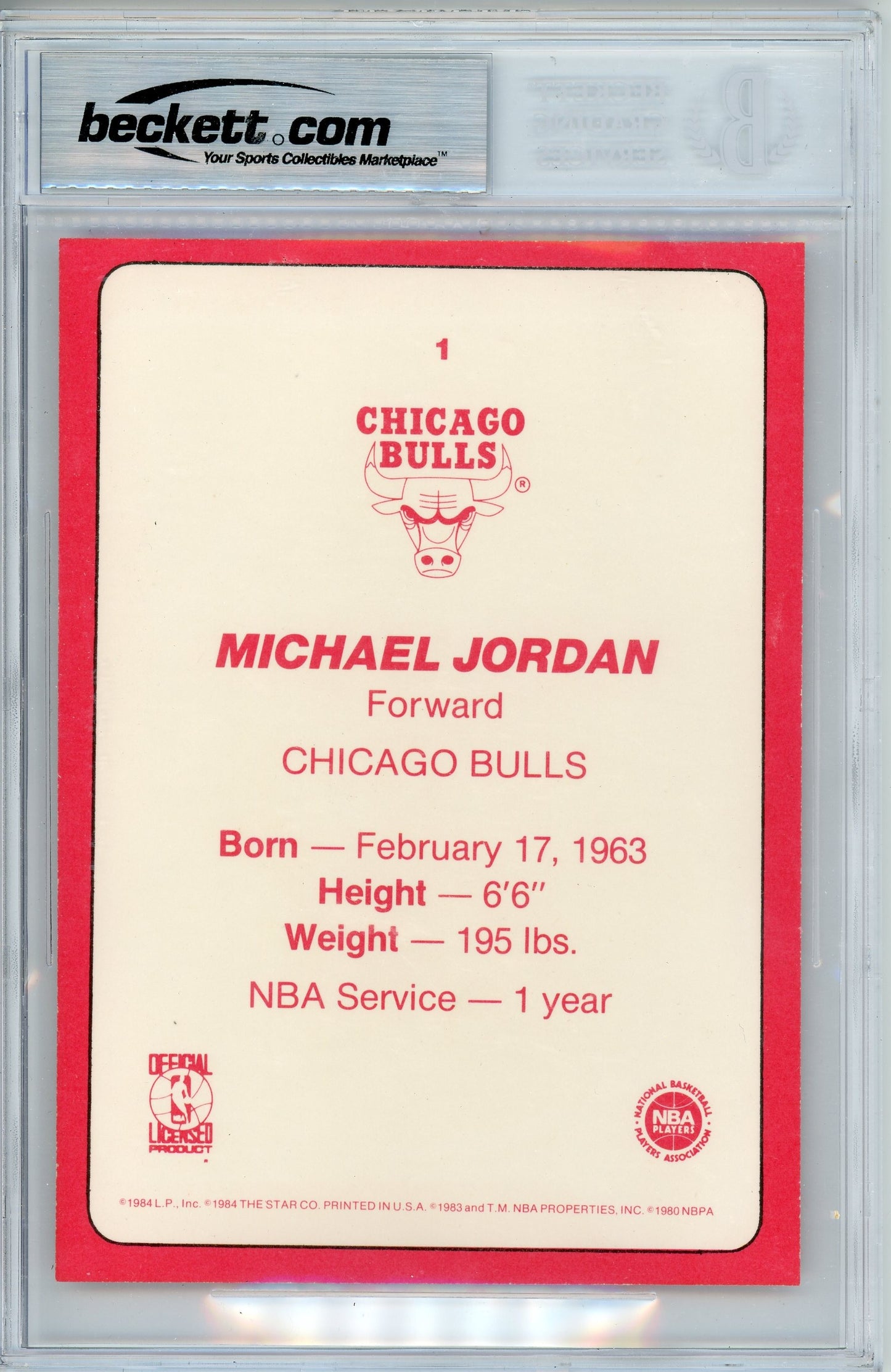 1985 Star Team Supers 5x7 Michael Jordan #CB1 BGS 9