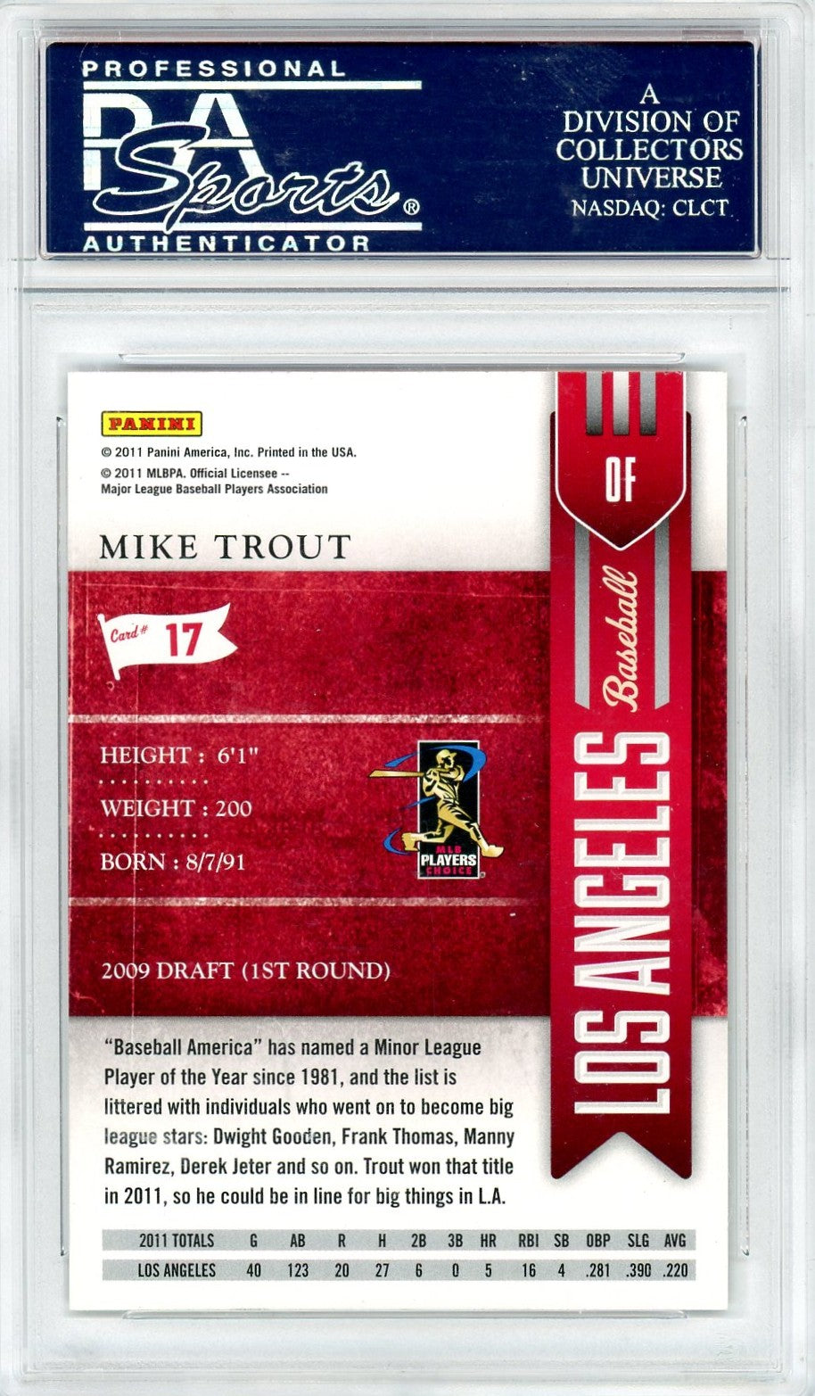 2011 Playoff Contenders Mike Trout #17 PSA 10