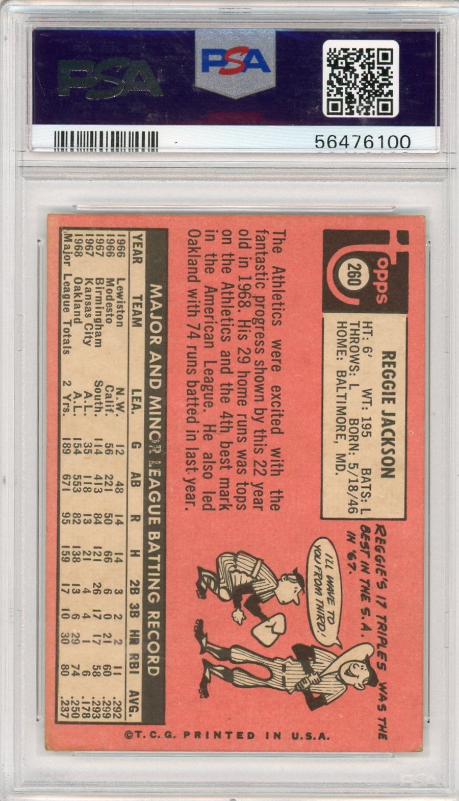 1969 Topps Reggie Jackson #260 PSA 5
