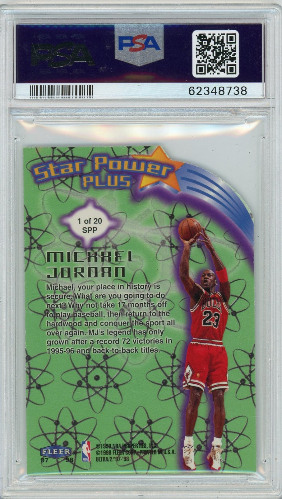 1997 Ultra Star Power Michael Jordan #1 Plus PSA 9