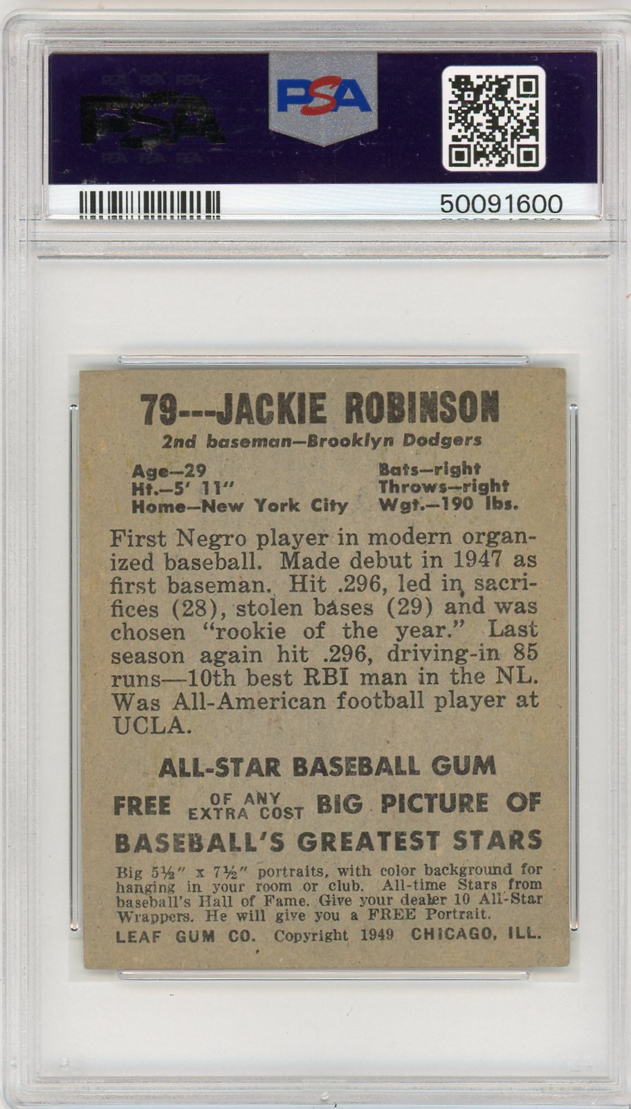 1948 Leaf Jackie Robinson #79 PSA 5