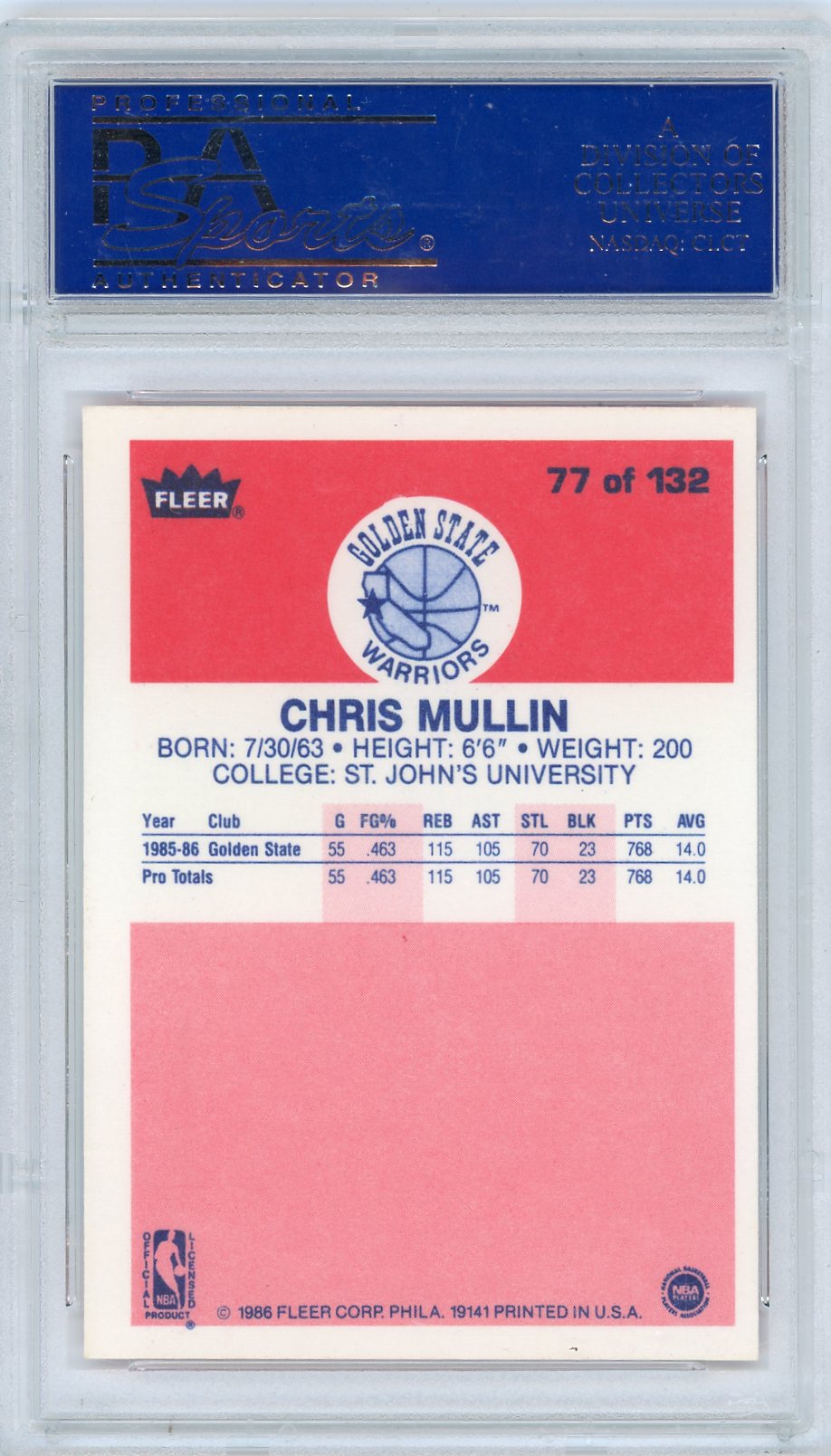 1986 Fleer Chris Mullin #77 PSA 9