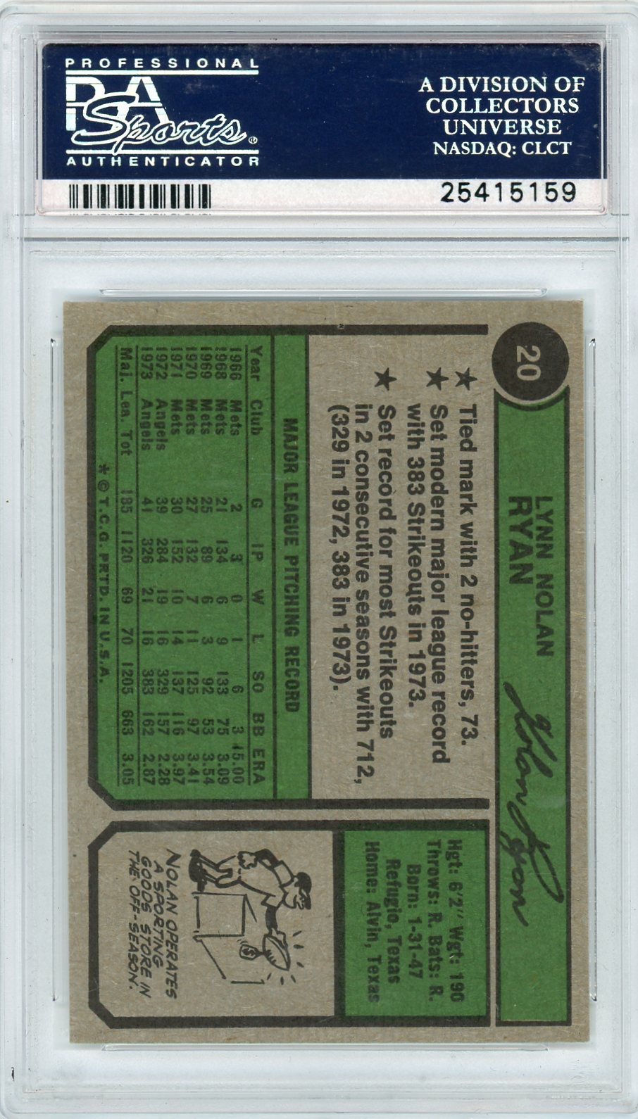 1974 Topps Nolan Ryan #20 PSA 8