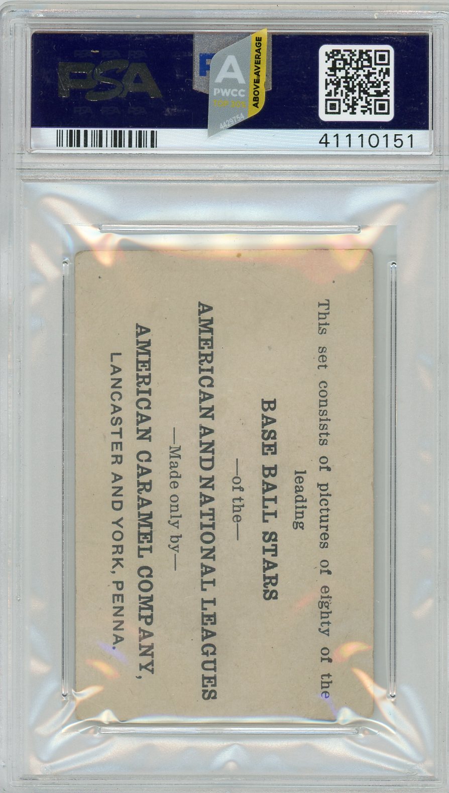 1921 E121 American Caramel Series Of 80 Babe Ruth PSA 3.5