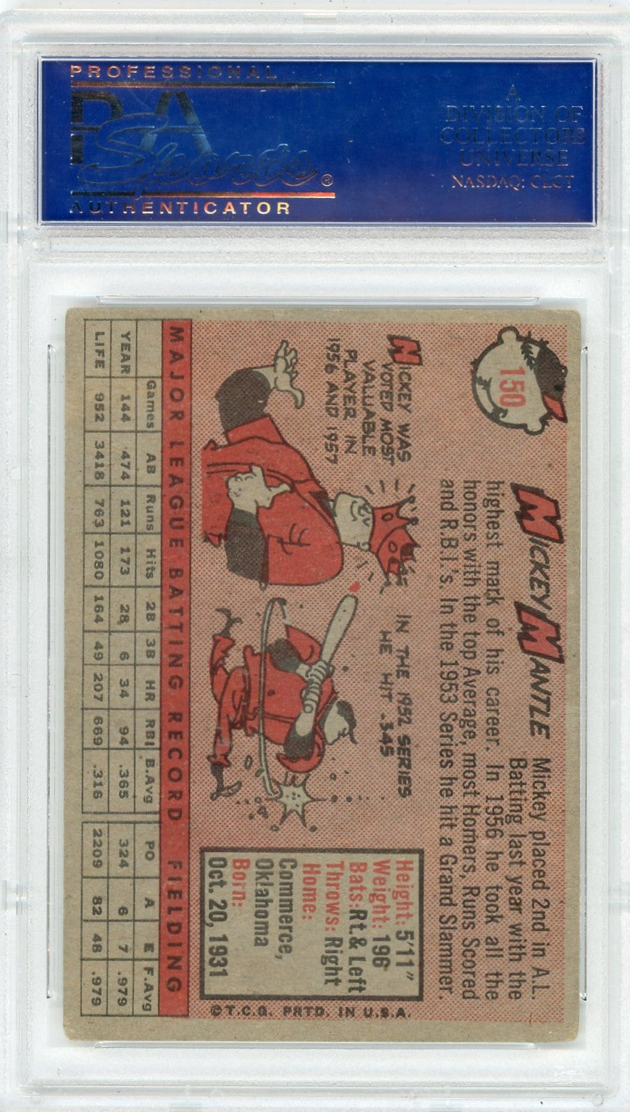1958 Topps Mickey Mantle #150 PSA 4
