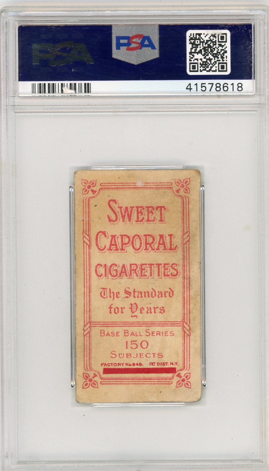 1909-11 T206 Sweet Caporal 150/649op Walter Johnson Portrait PSA 2