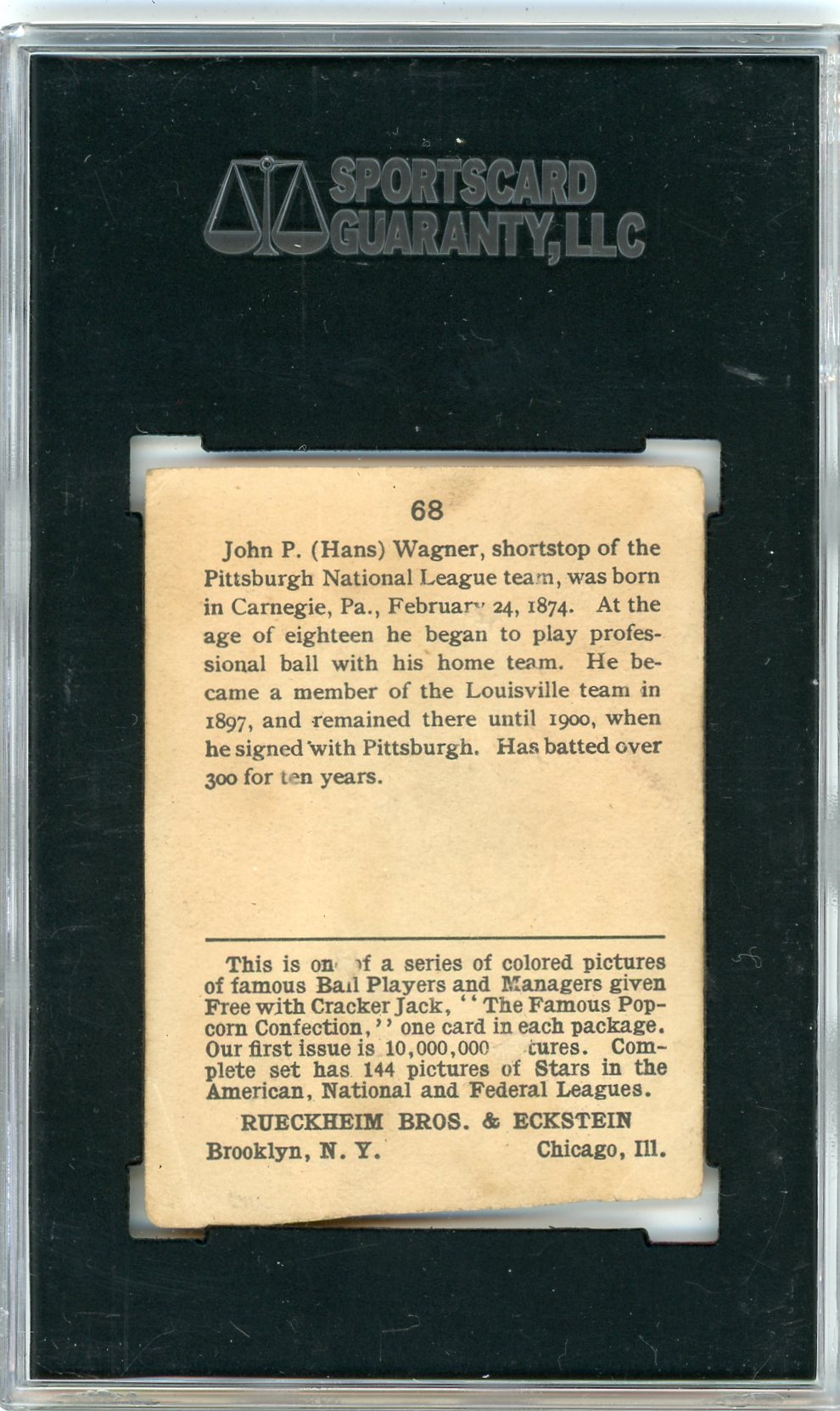 1914 Cracker Jack Honus Wagner #68 SGC A