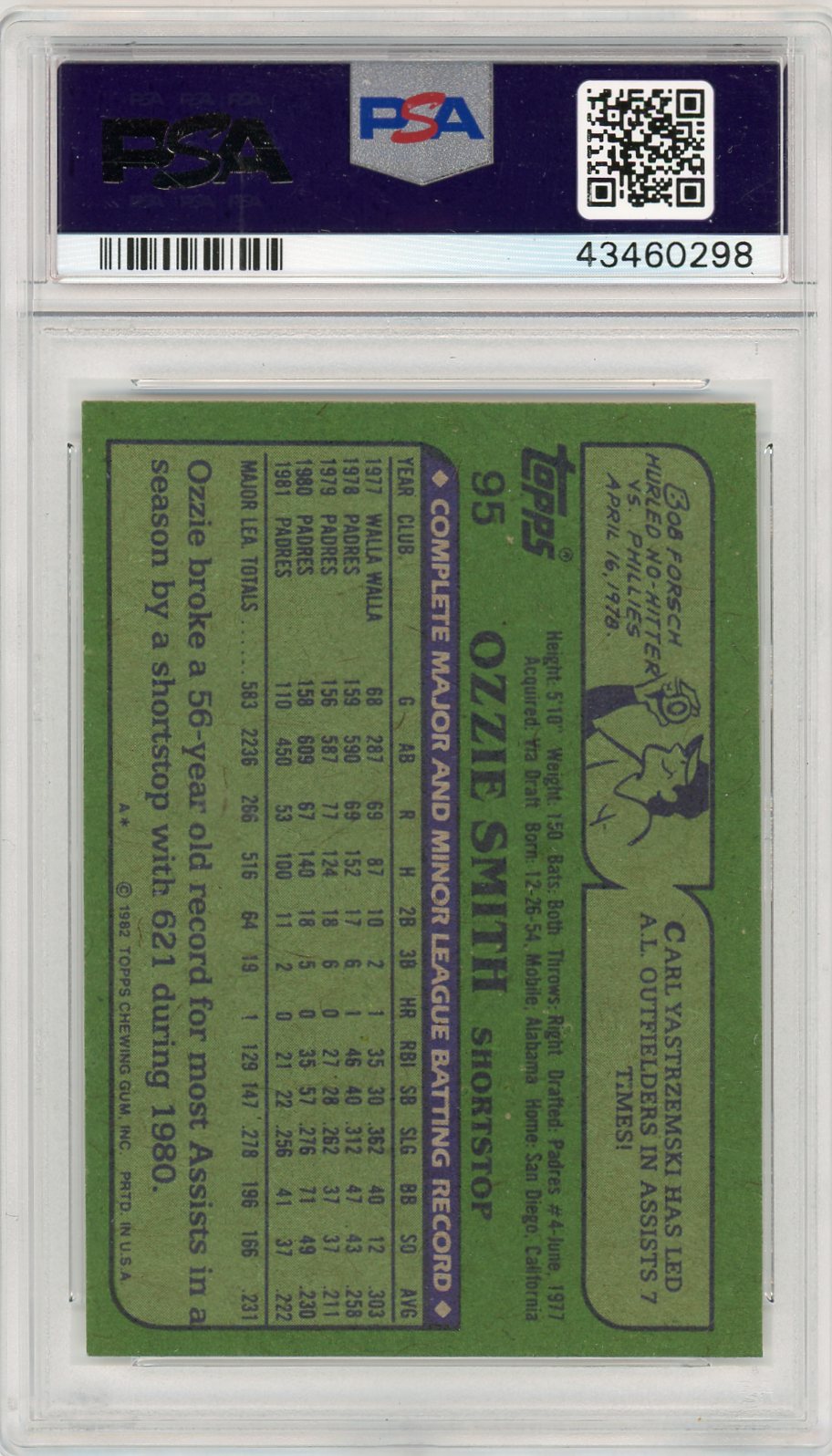 1982 Topps Ozzie Smith #95 PSA 9