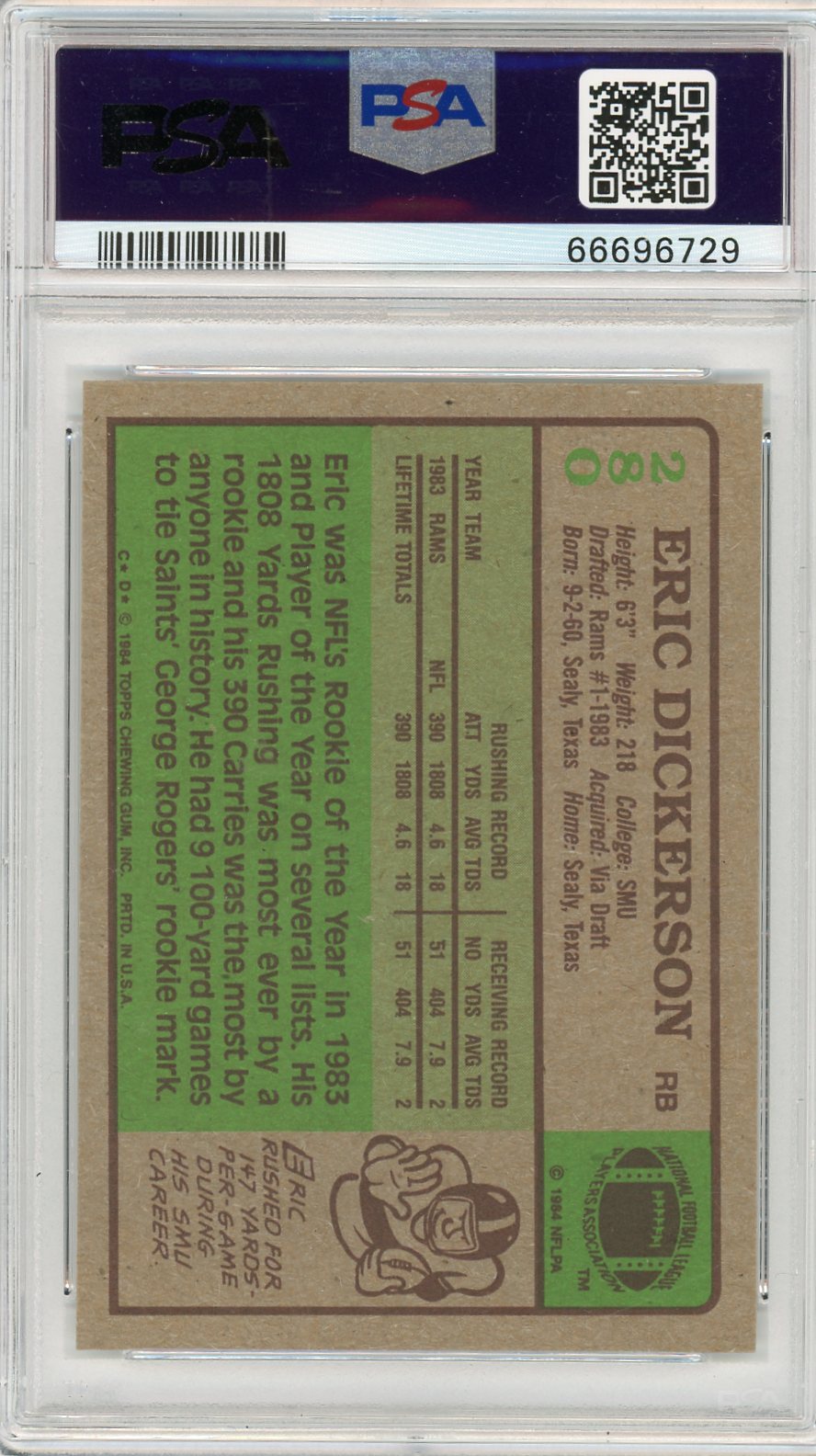 1984 Topps Eric Dickerson #280 PSA 9