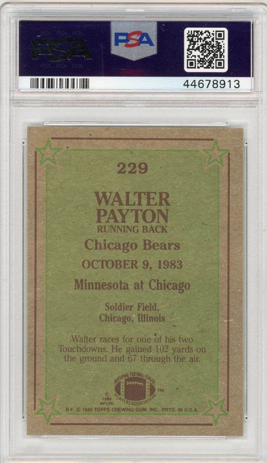 1984 Topps Walter Payton #229 PSA 9