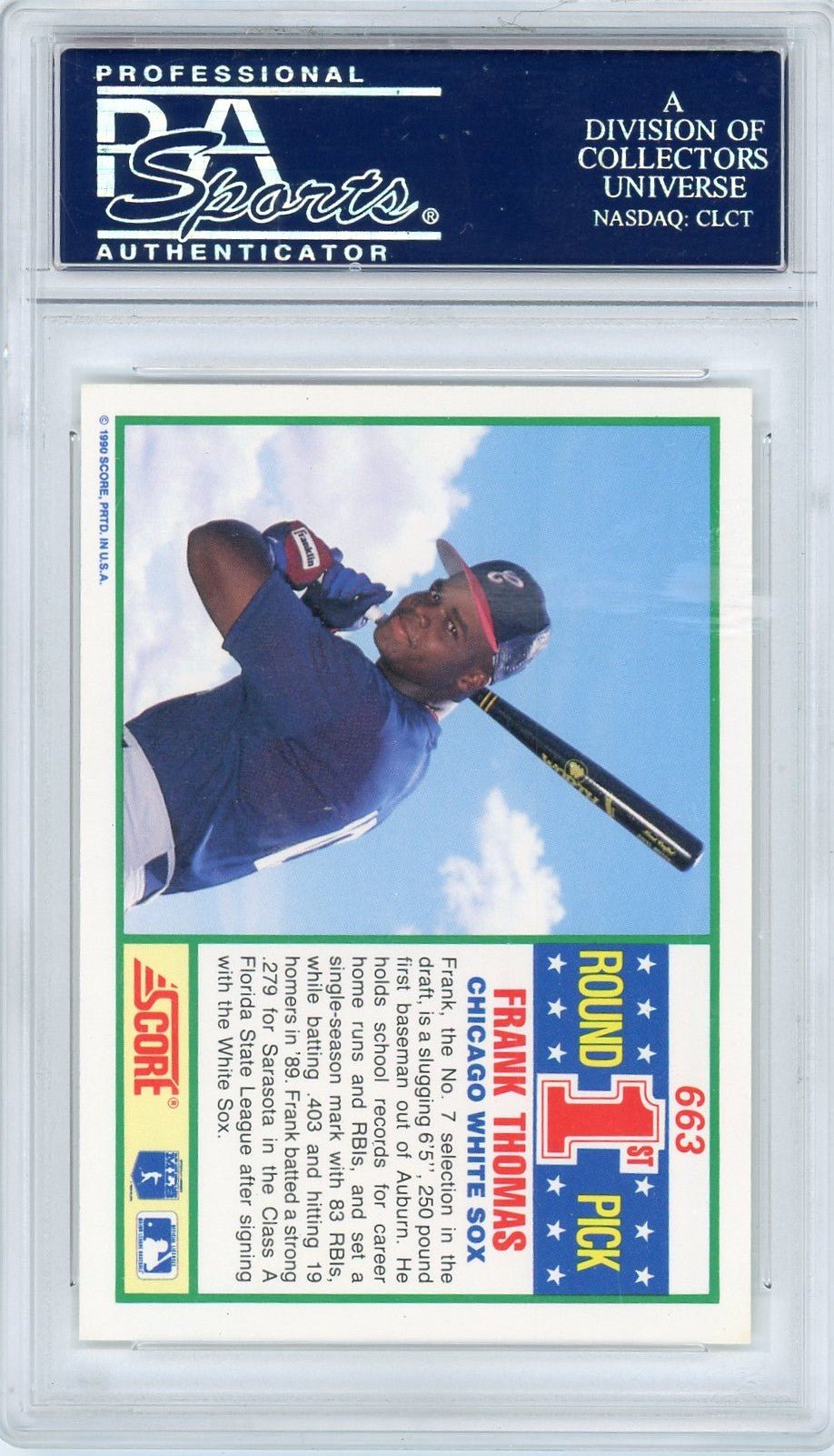1990 Score Frank Thomas #663 PSA 10