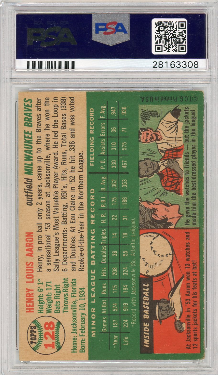 1954 Topps Henry Aaron #128 PSA 7.5