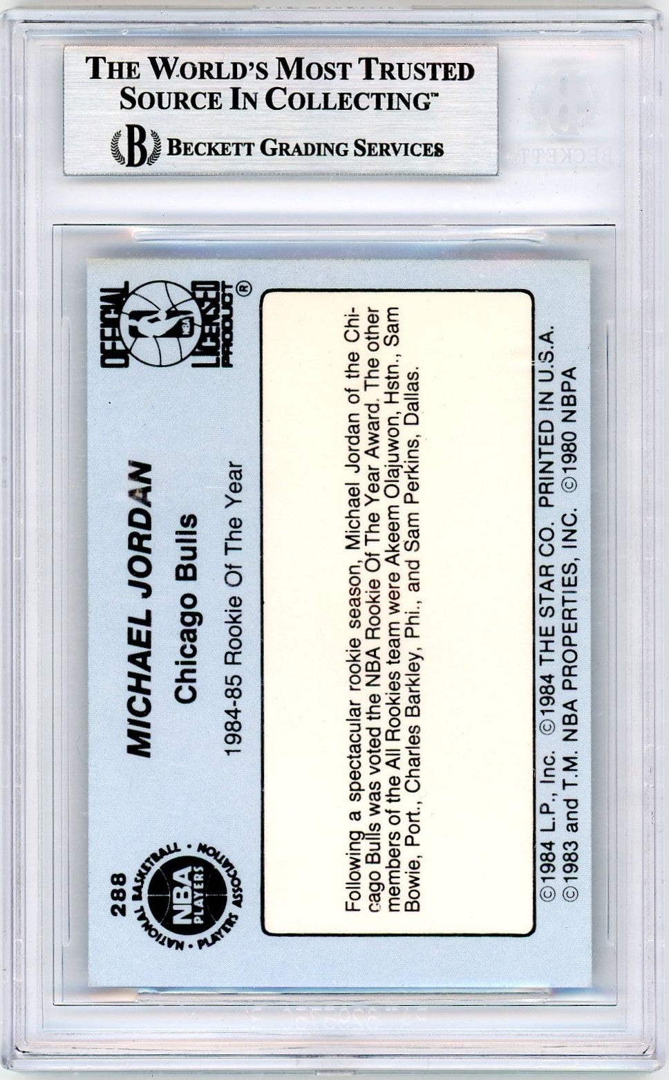 1984 Star Michael Jordan SPEC ! #288 BGS 6.5