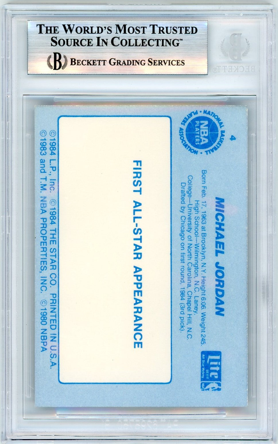 1985 Star Lite All-Stars Michael Jordan ! #4 BGS 7.5