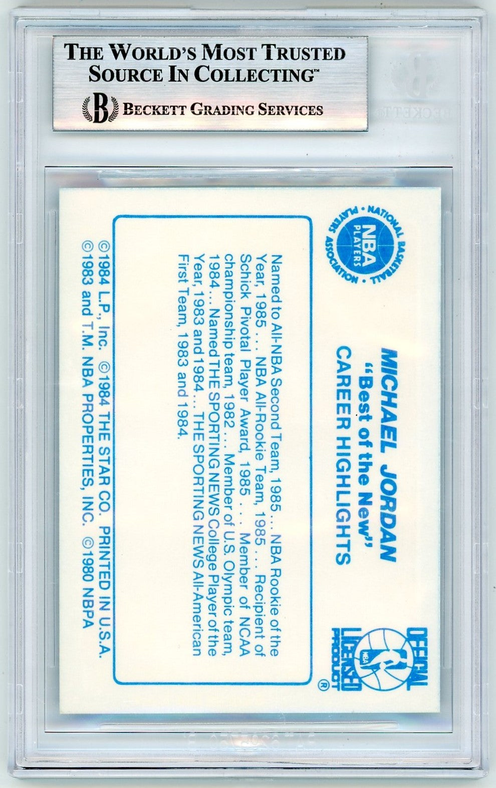 1986 Star Best of the New/Old Michael Jordan #2 BGS 9