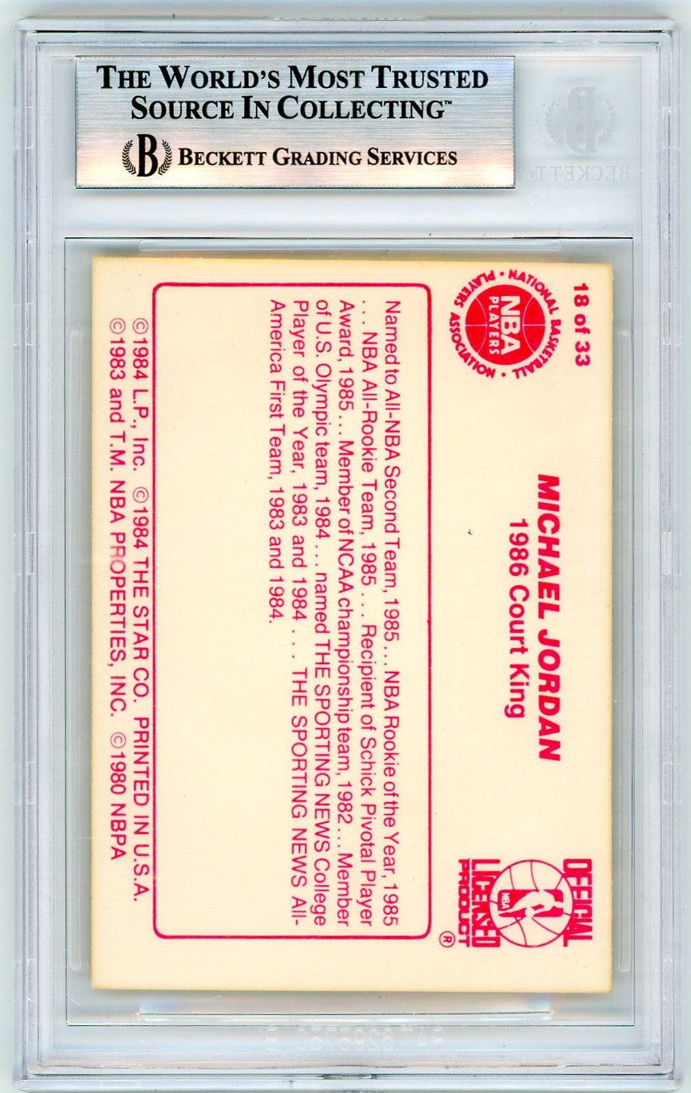 1986 Star Court Kings Michael Jordan #18 BGS 7.5