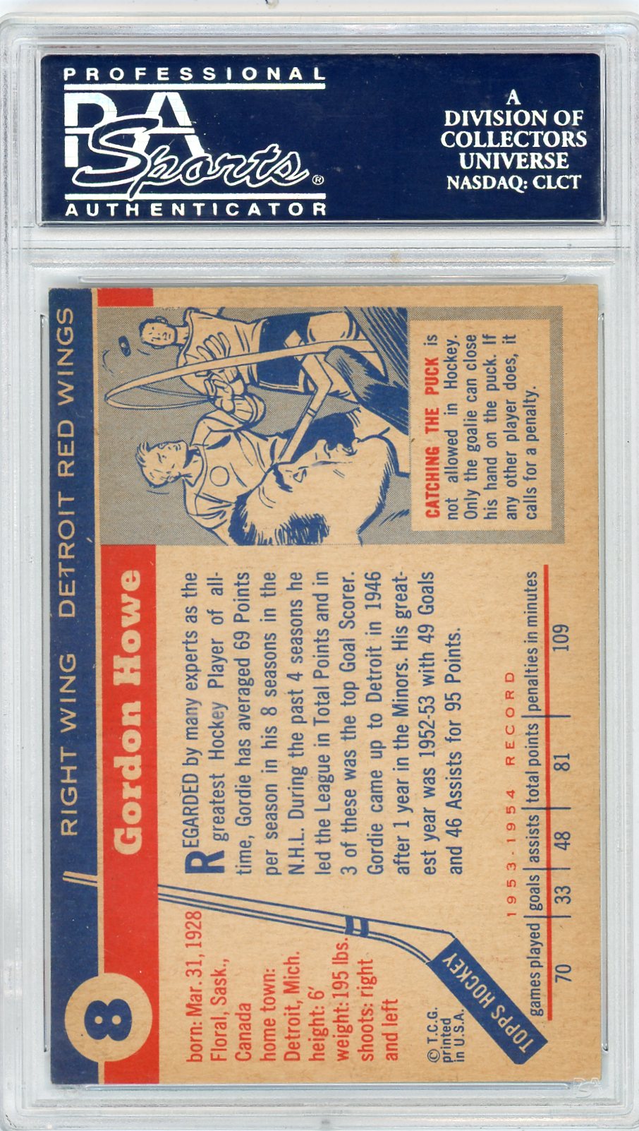1954 Topps Gordie Howe #8 PSA 7