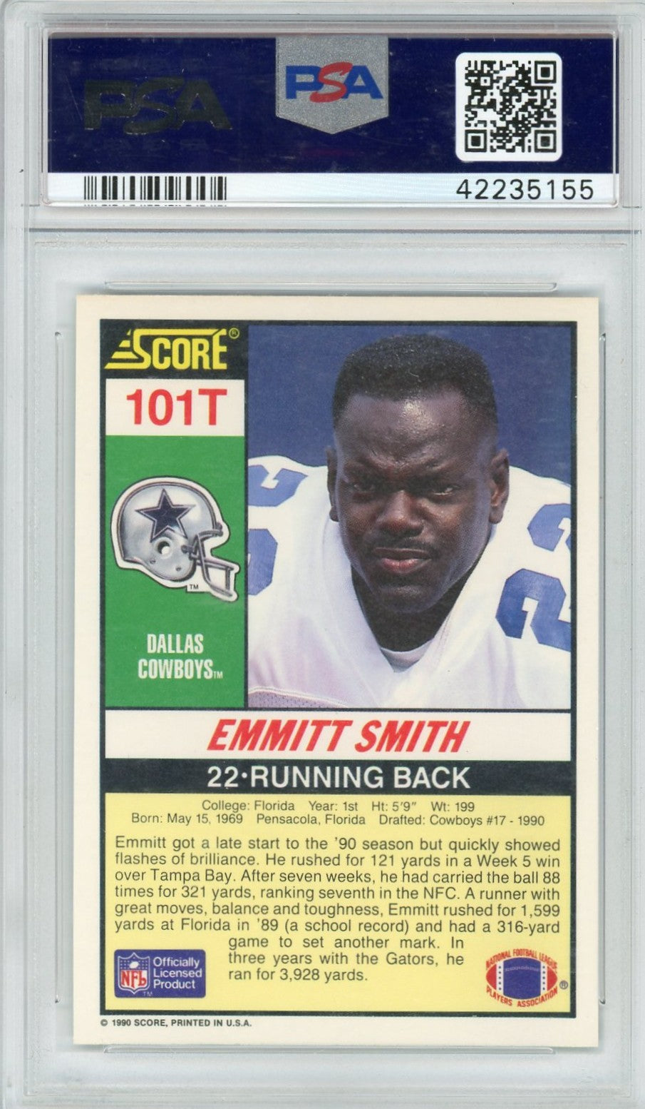 1990 Score Supplemental Emmitt Smith #101T PSA 10