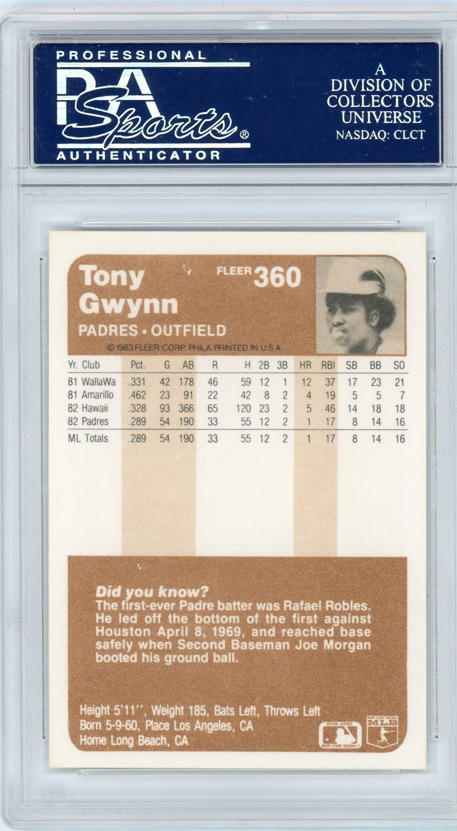 1983 Fleer Tony Gwynn #360 PSA 10