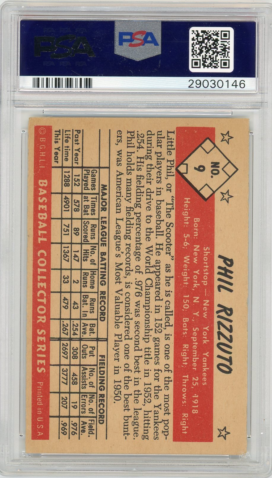 1953 Bowman Color Phil Rizzuto #9 PSA 6