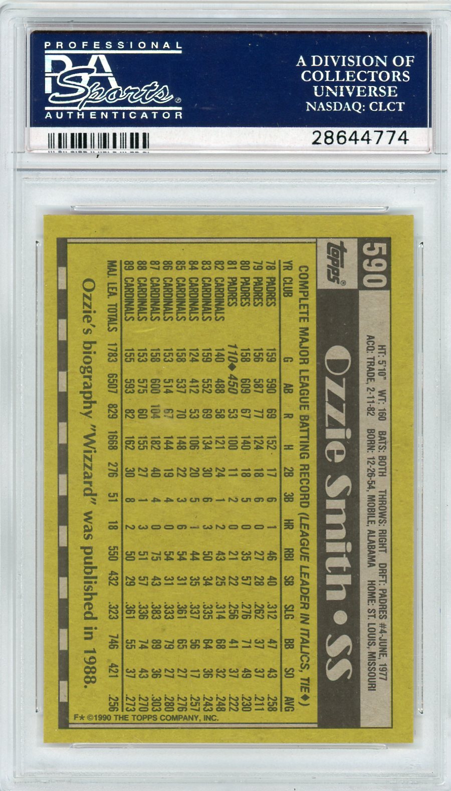 1990 Topps Ozzie Smith #590 PSA 10