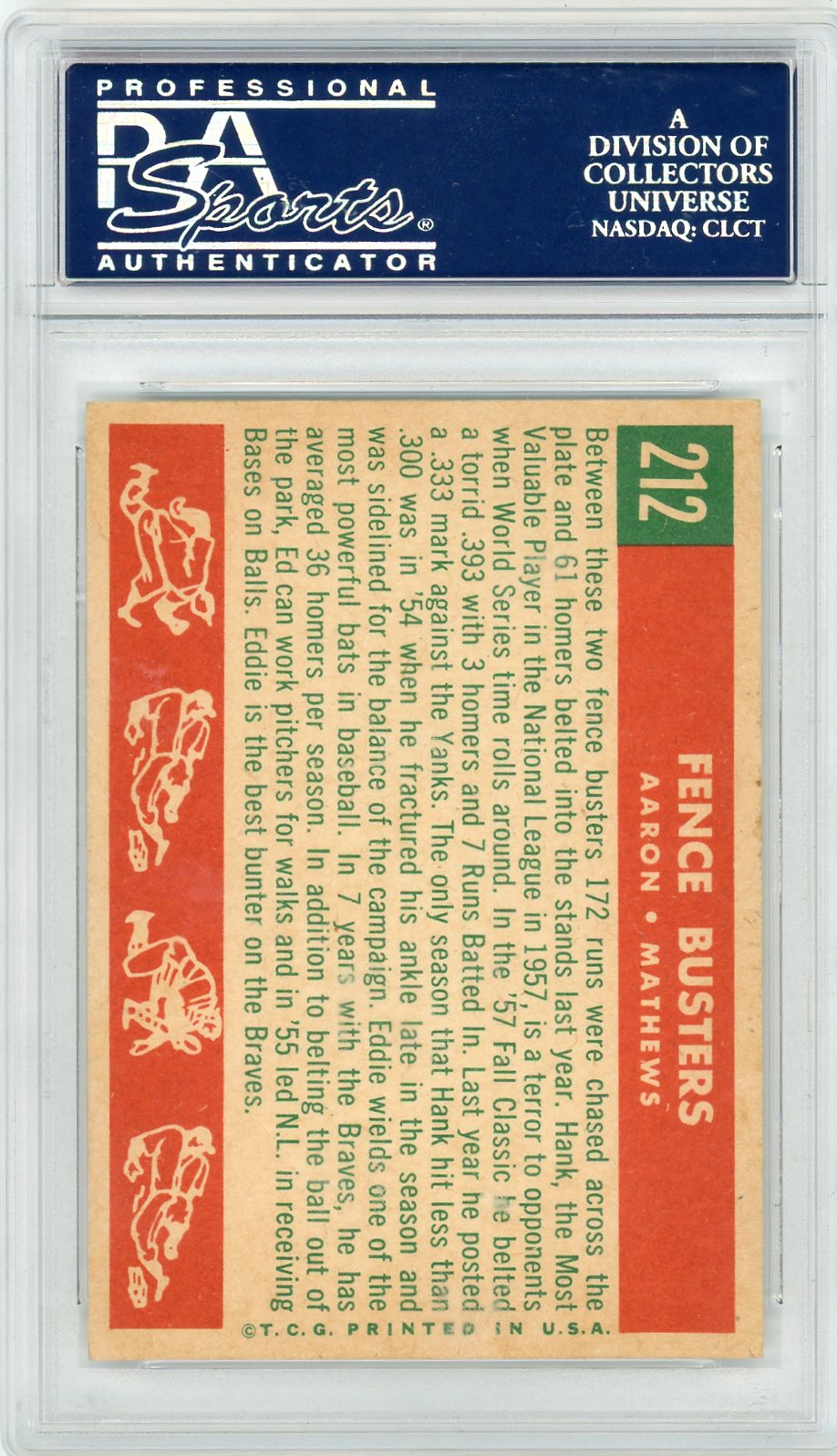 1959 Topps Fence Busters #212 Aaron Mathews PSA 6