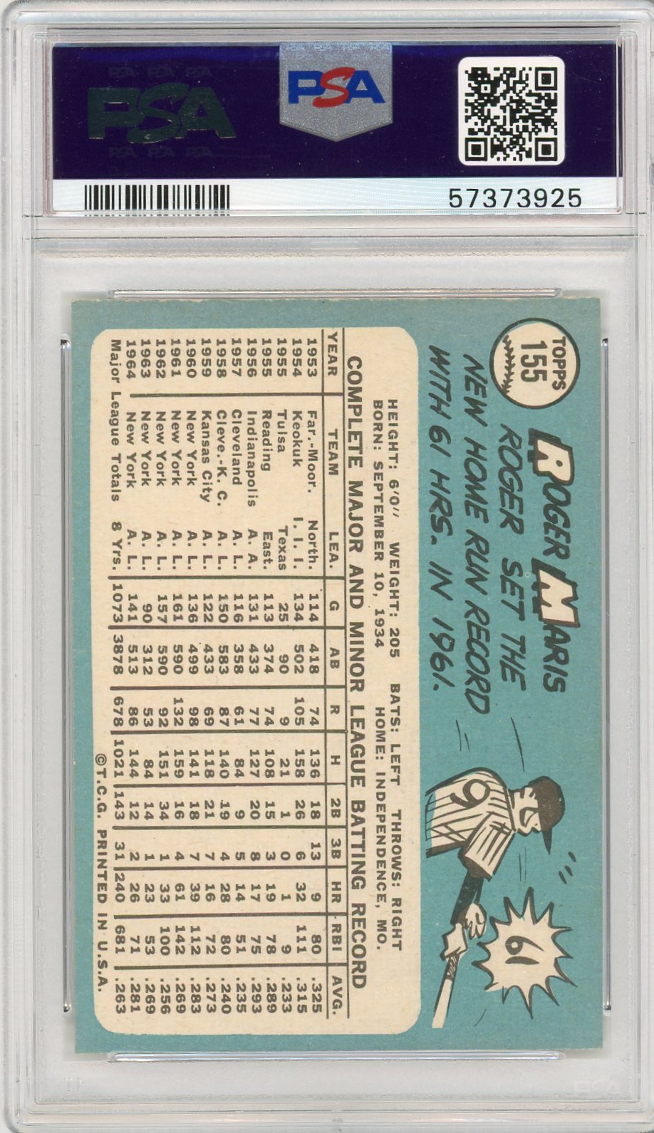 1965 Topps Roger Maris #155 PSA 5