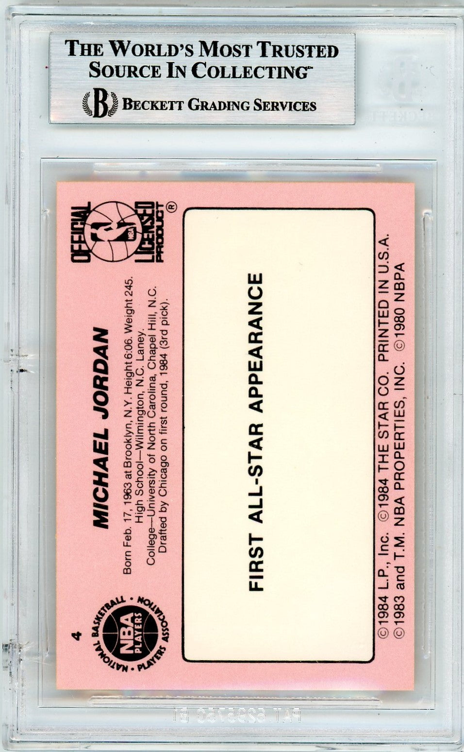 1985 Star Crunch'n'Munch All-Stars Michael Jordan ! #4 BGS 9