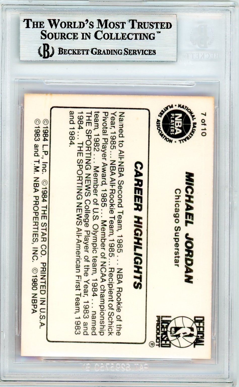 1986 Star Michael Jordan Career Highlights Michael Jordan #7 BGS 9 /Career