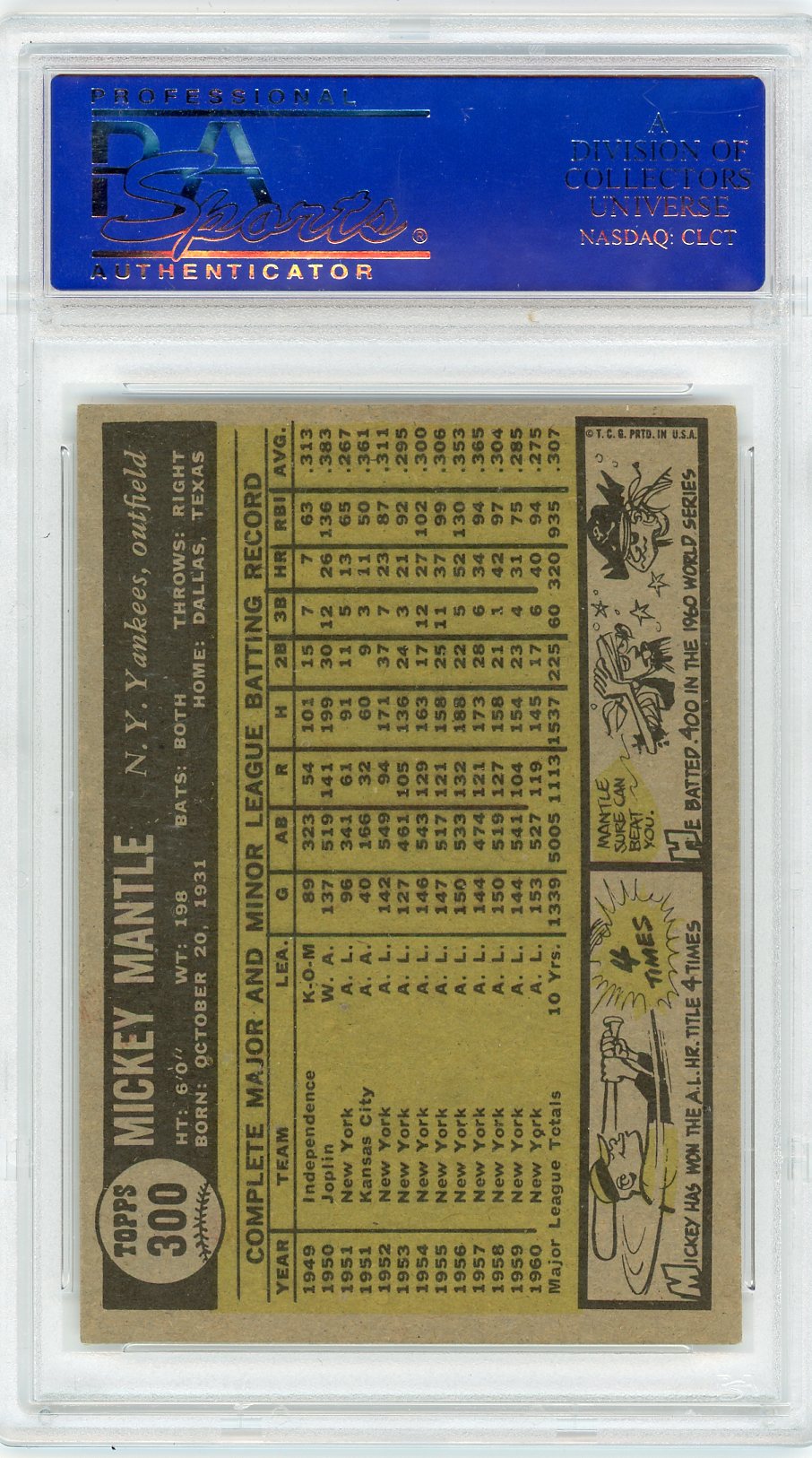 1961 Topps Mickey Mantle #300 PSA 6