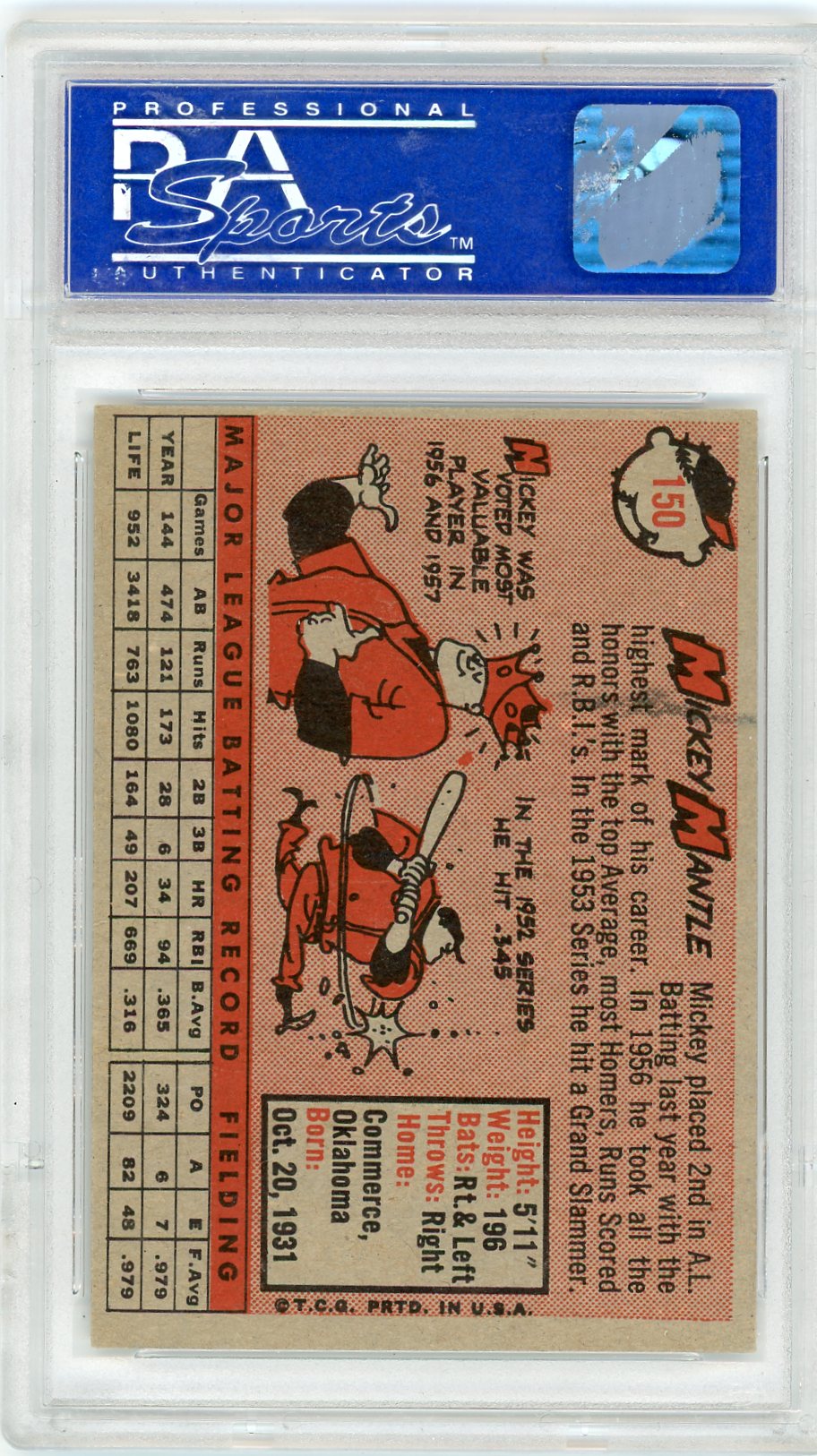 1958 Topps Mickey Mantle #150 PSA 7