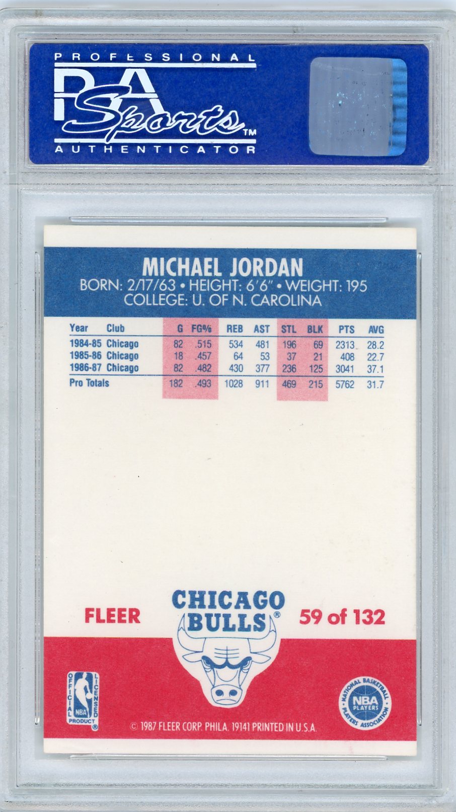 1987 Fleer Michael Jordan #59 PSA 8