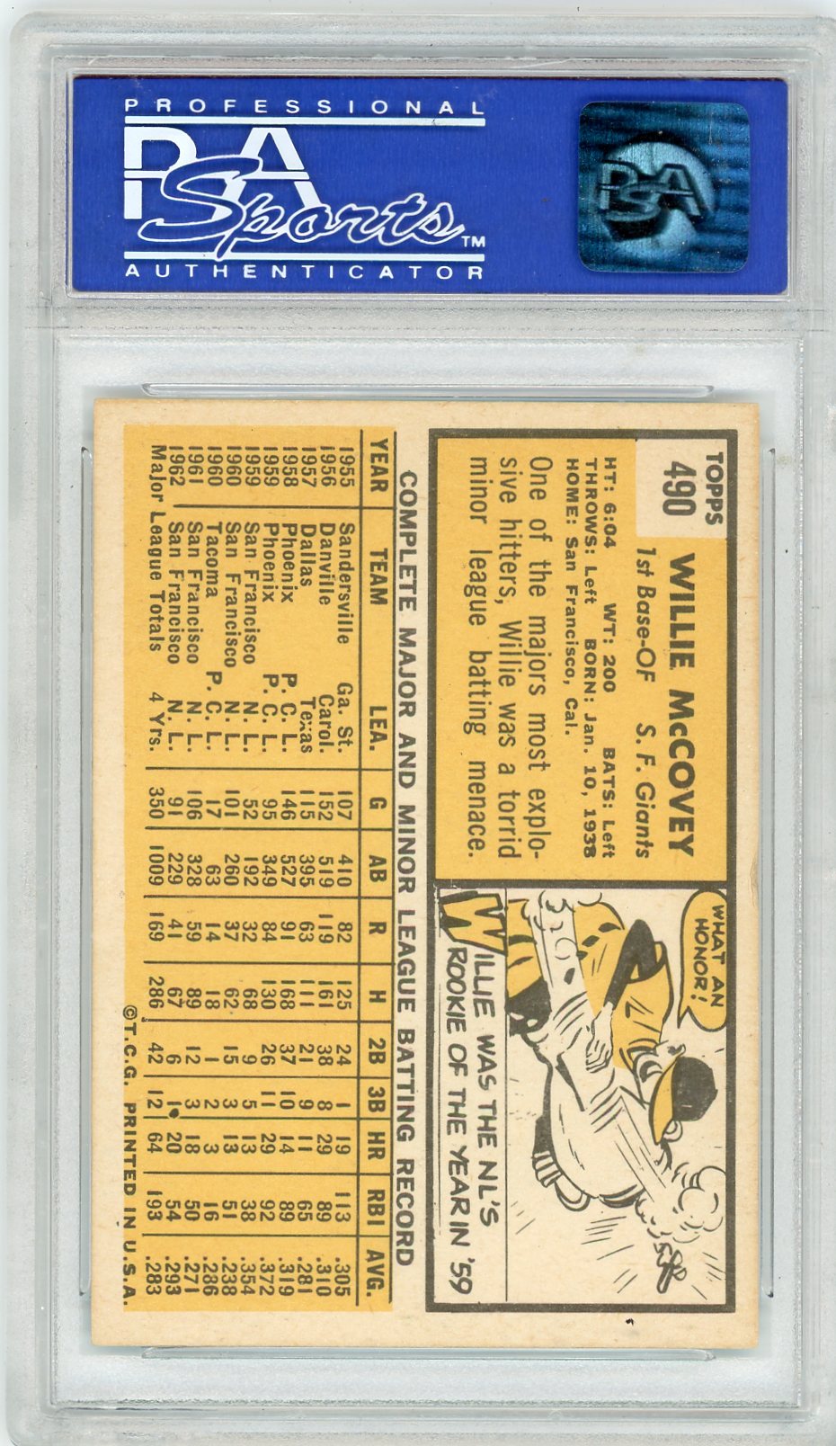1963 Topps Willie Mccovey #490 PSA 8