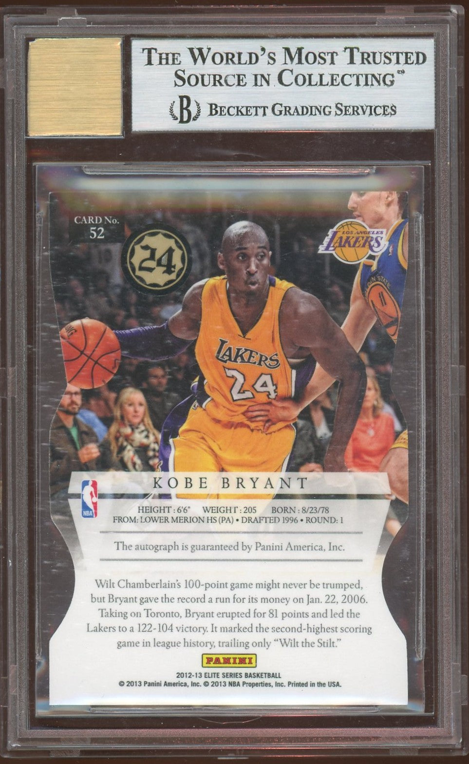 2012 Elite Series Status Autographs Kobe Bryant #52 BGS 9 /24 Auto 10