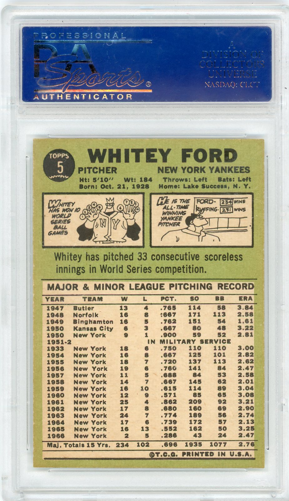 1967 Topps Whitey Ford #5 PSA 9