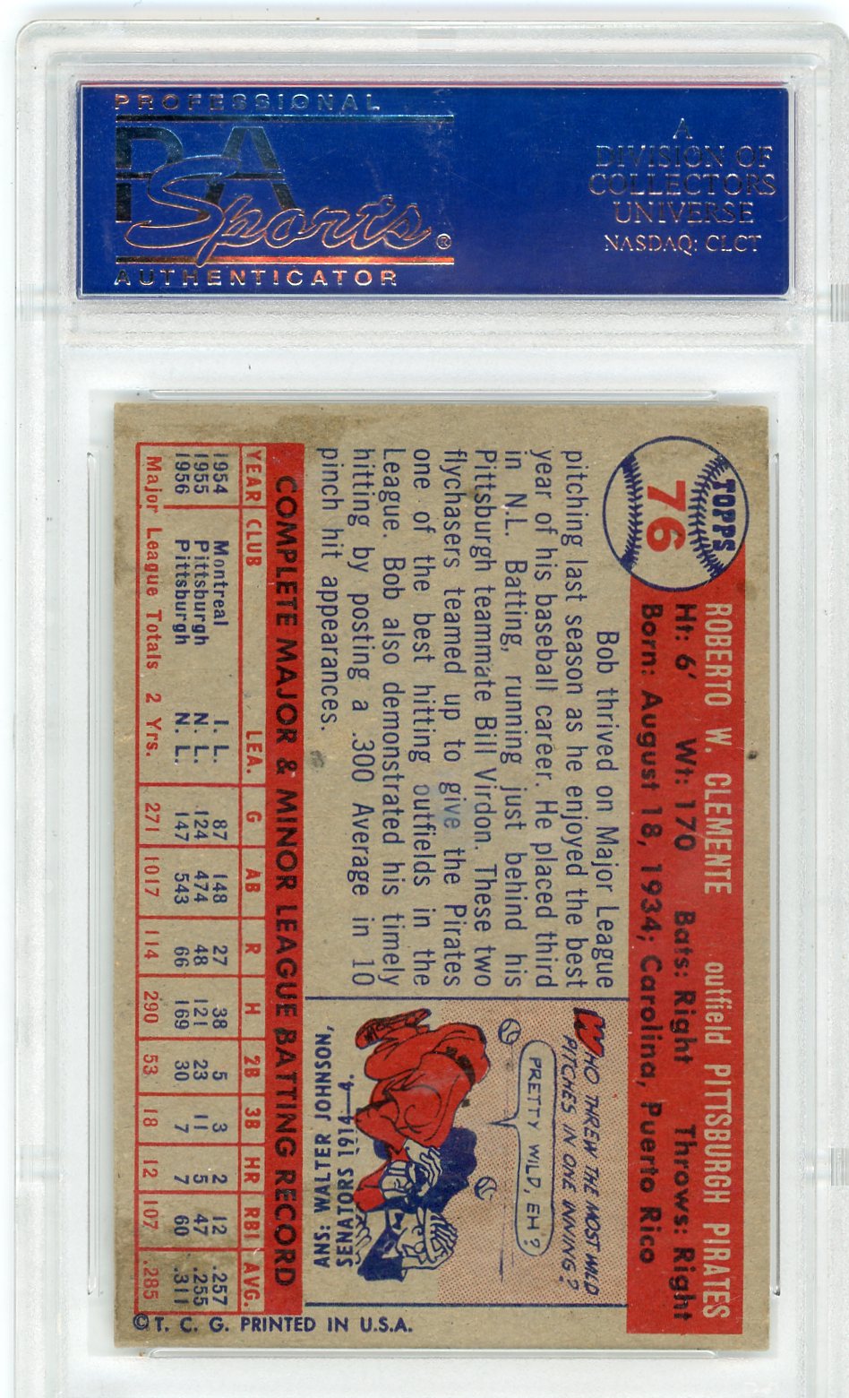 1957 Topps Bob Clemente #76 PSA 6
