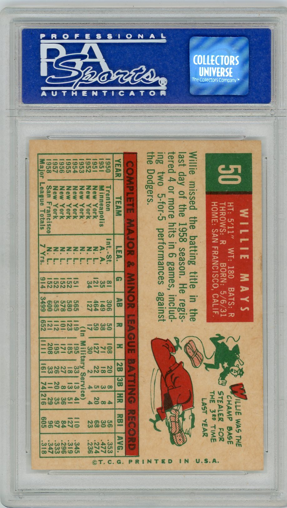 1959 Topps Willie Mays #50 PSA 6