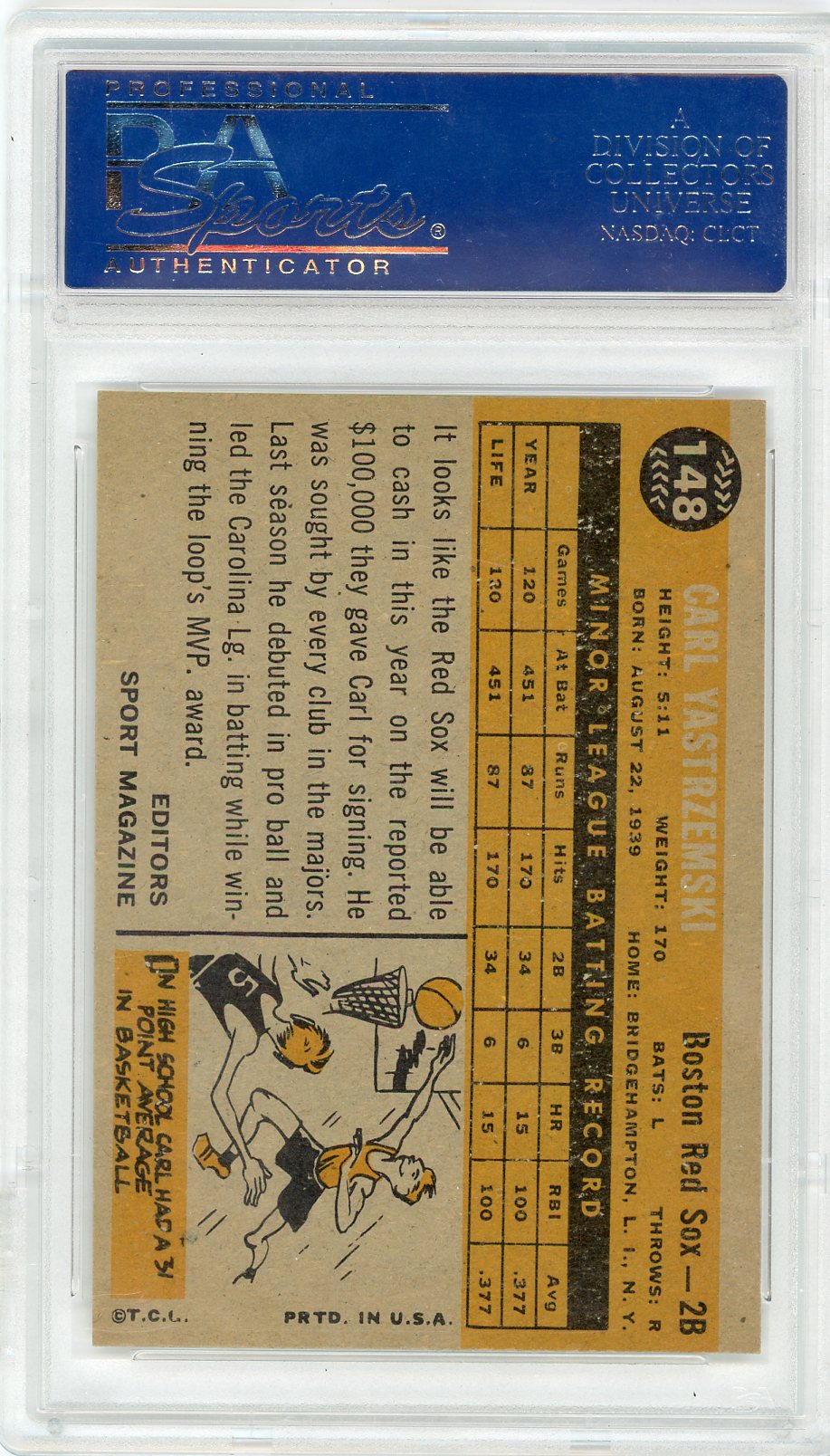 1960 Topps Carl Yastrzemski #148 Rookie Star PSA 6