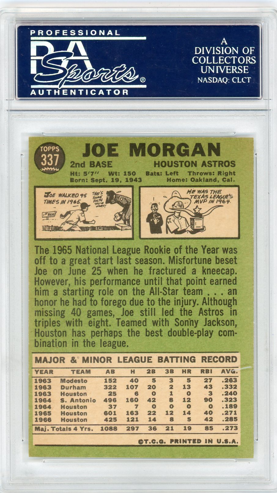1967 Topps Joe Morgan #337 PSA 9