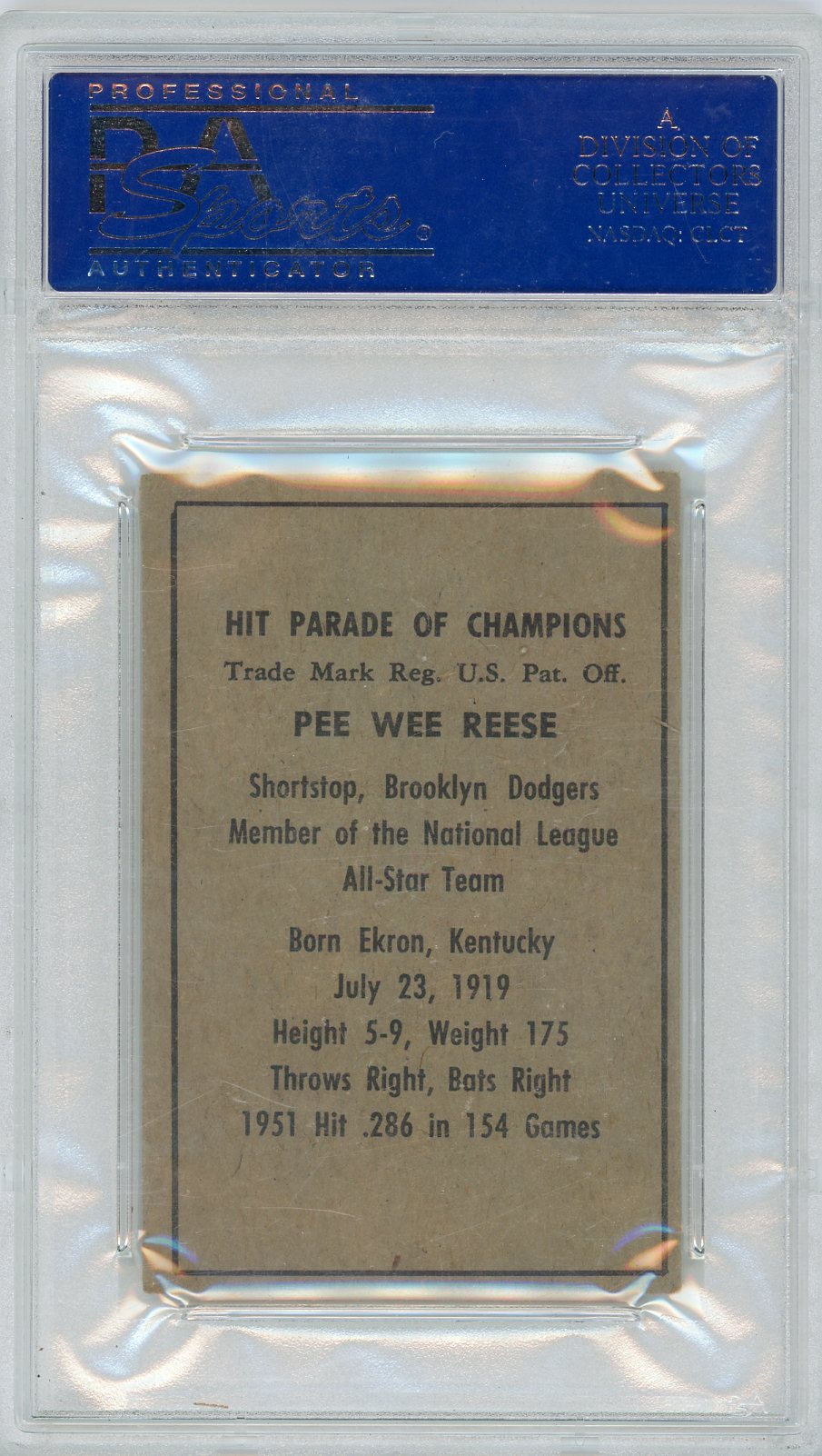 1952 Berk Ross Pee Wee Reese PSA 5