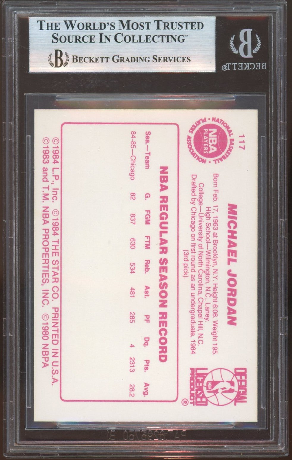 1985 Star Michael Jordan ! #117 BGS 8.5