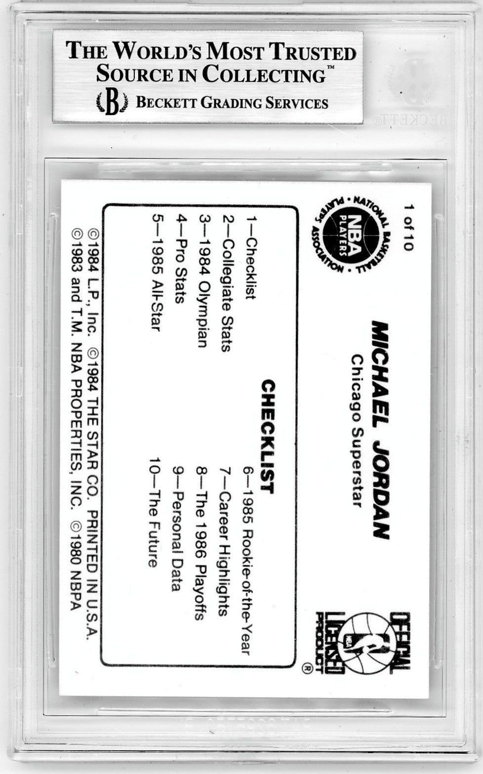 1986 Star Michael Jordan Michael Jordan #1 BGS 9