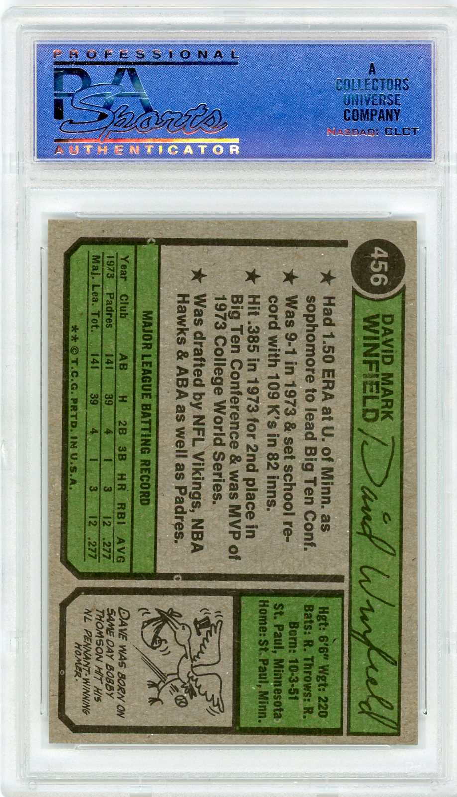 1974 Topps Dave Winfield #456 PSA 8