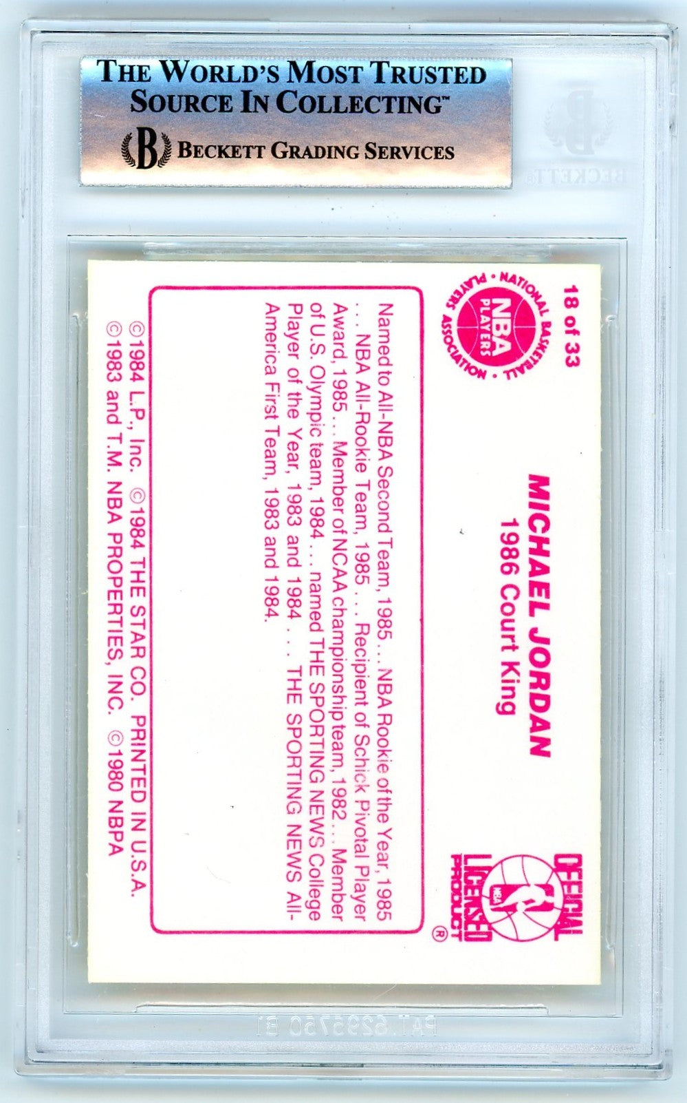 1986 Star Court Kings Michael Jordan #18 BGS 8.5