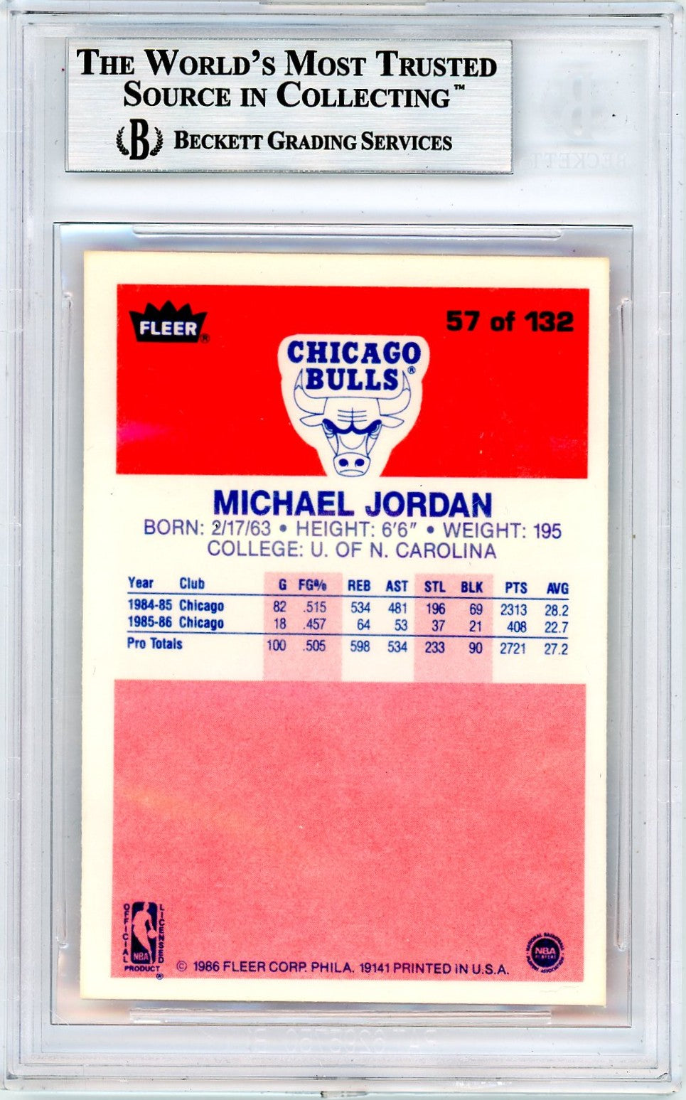 1986 Fleer Michael Jordan #57 BGS 9 Rookie