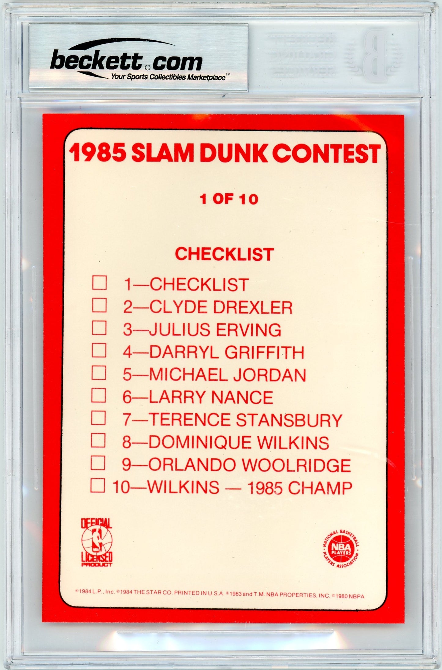 1985 Star Slam Dunk Supers 5x7 Group Photo CL #1 BGS 8.5