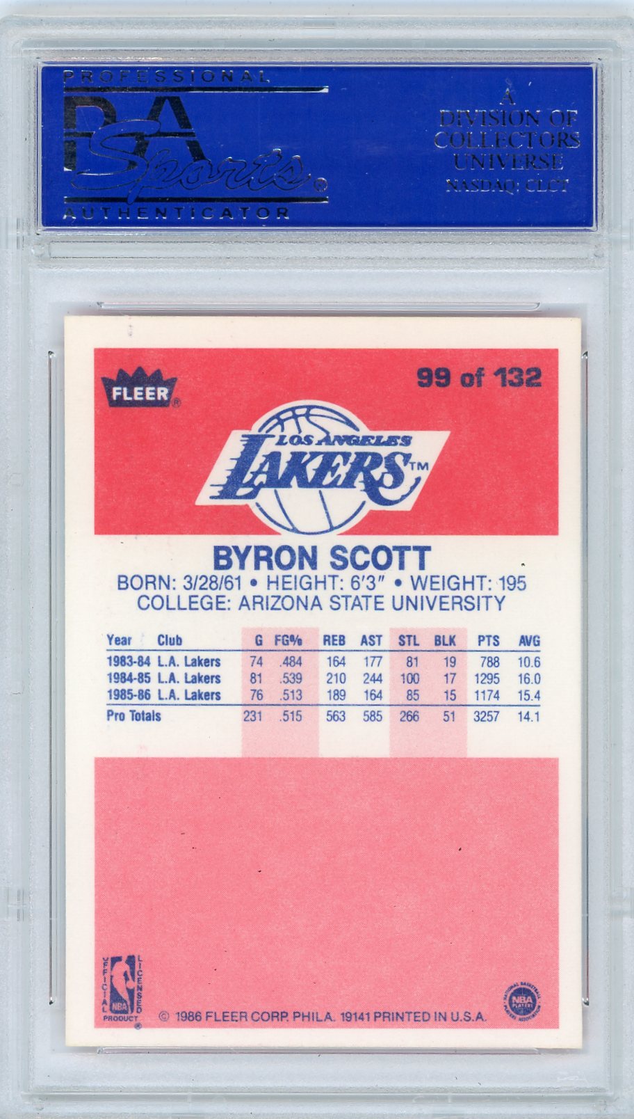 1986 Fleer Byron Scott #99 PSA 9